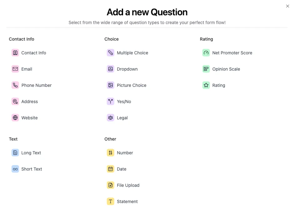 Select Question type