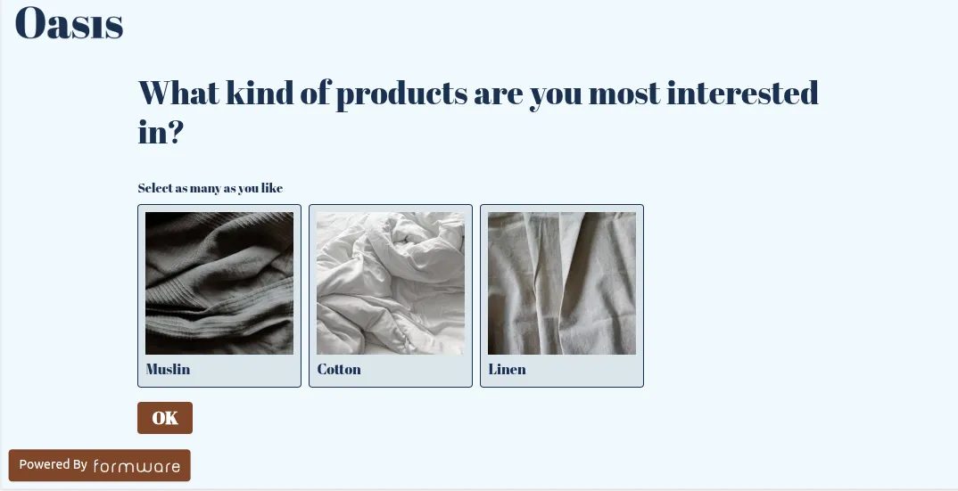 Form without navigation arrows