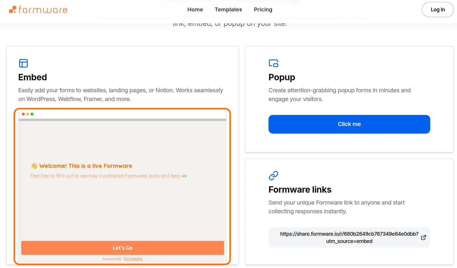 Iframe embed on Formware