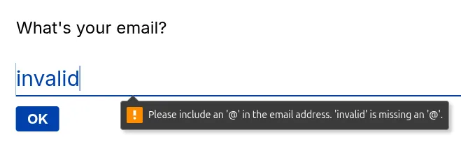 Invalid email input