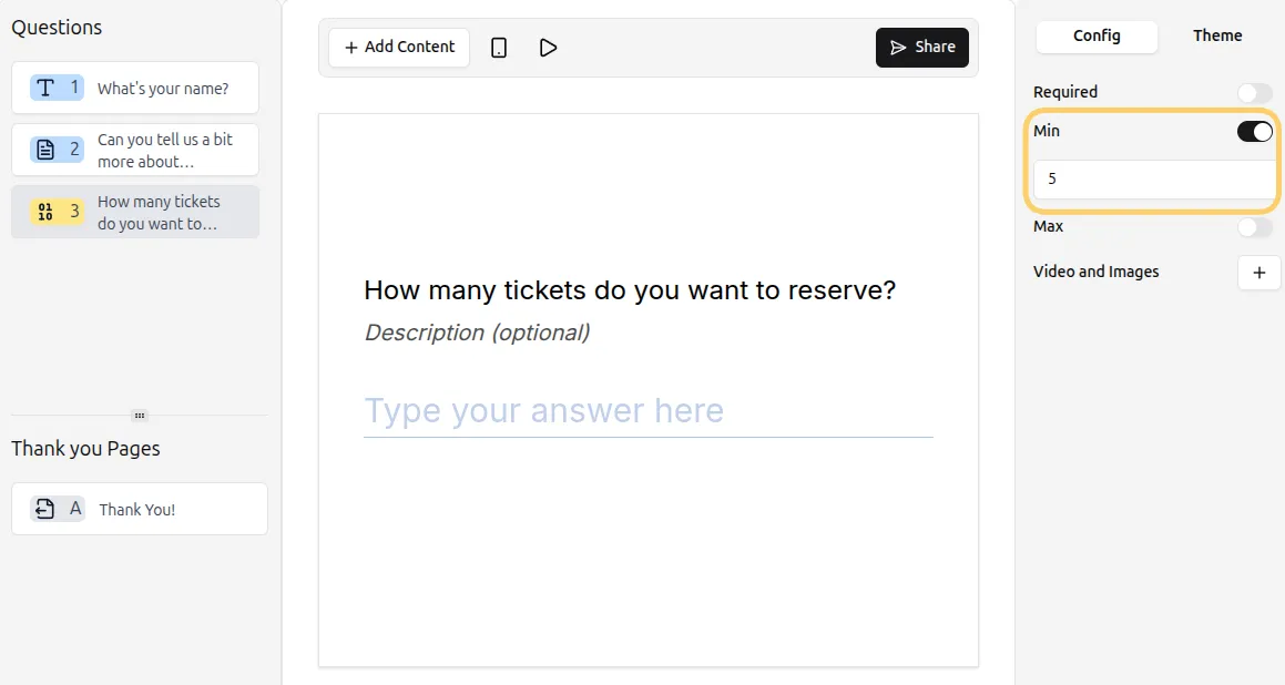 Number Question Min Value Example