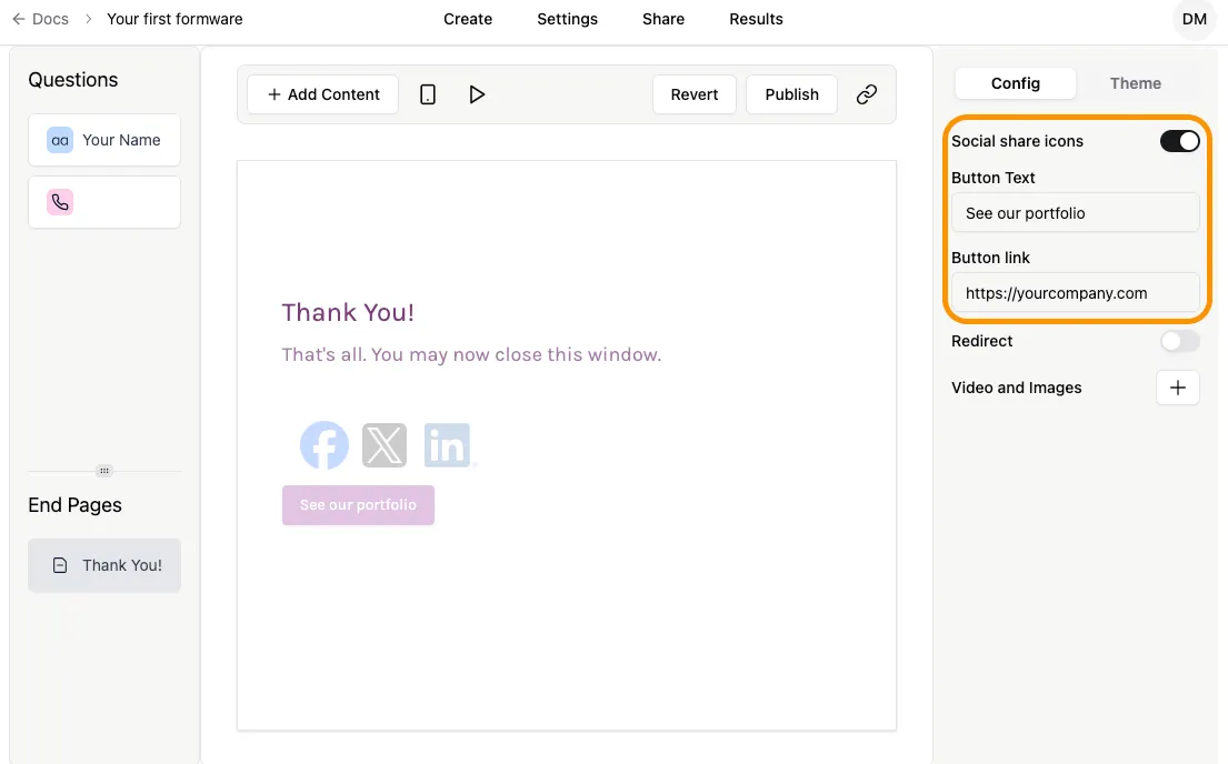 Customise button properties