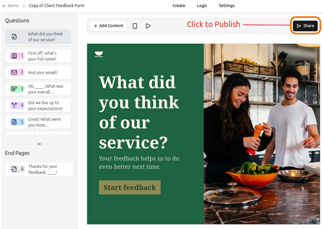 Publish your form for the first time