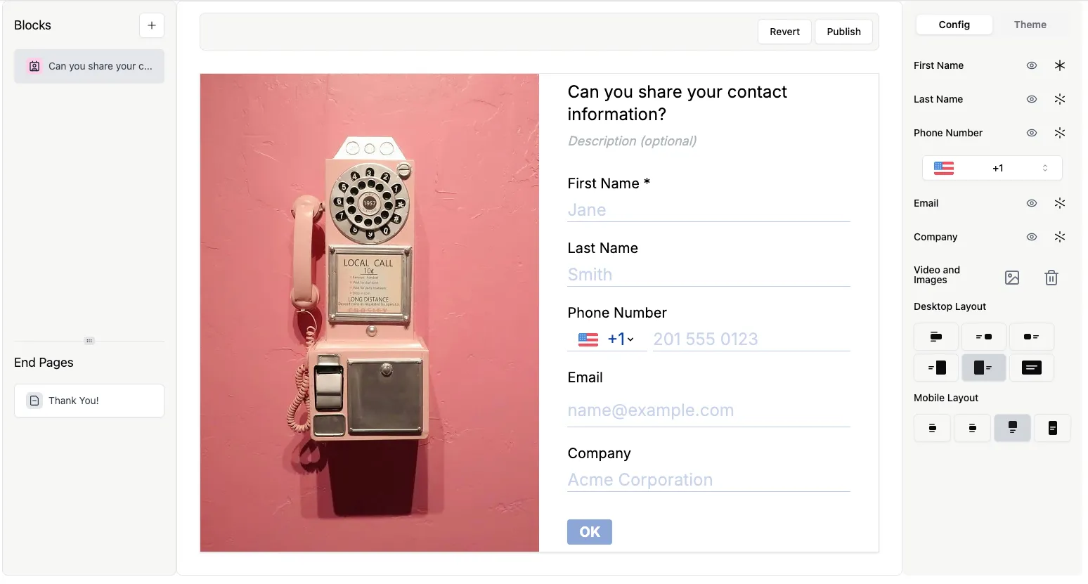 Contact Info with media