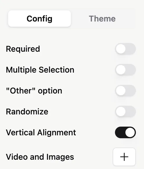 Multiple Choice settings
