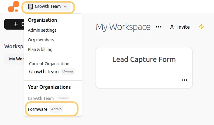Switch Organizations
