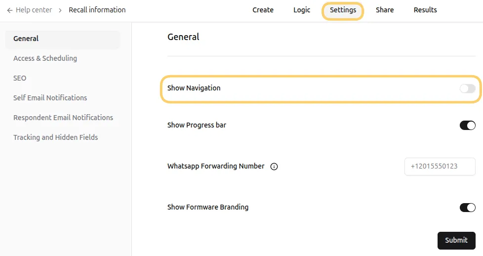Disable navigation arrows