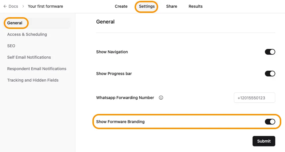 Remove Formware Branding