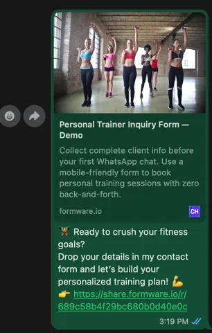 Form preview on WhatsApp