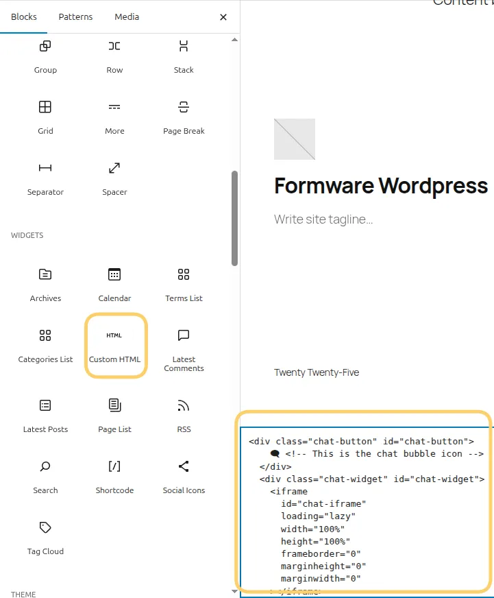 Add Custom HTML block